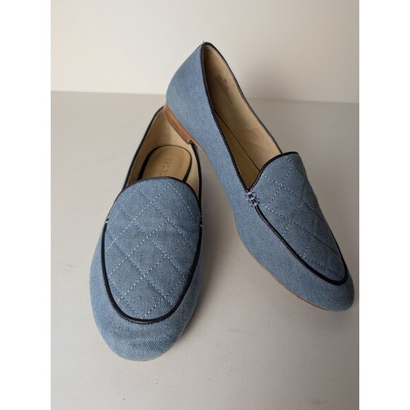 Talbots Shoes - Women's Talbots Chambray Blue Quilted Denim Fabric Flats Shoes Office Loafer 9M